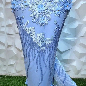 Blue Lace fabric for women, women lace fabric (5 yards )