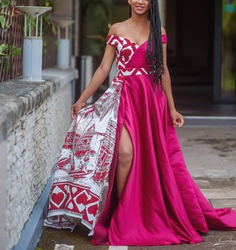 Robe maxi/ robe de fête,soirée,fiançailles,mariage/collection LAMBAOINE/ Madagascar
