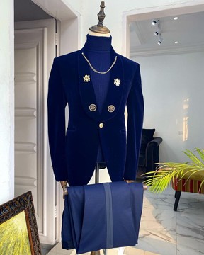 A Reloaded Navy blue Italian velvet “lacasa de Papel” Suit
