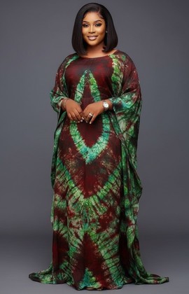 Stunning Women's Tie-Dye Kaftan with Elegant Neckline – Boho Chic