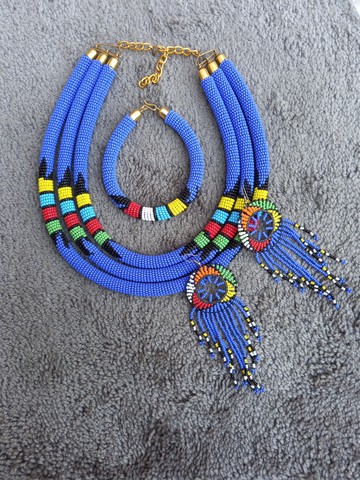 jewelry set, Tribal necklace, African necklace, beaded necklace