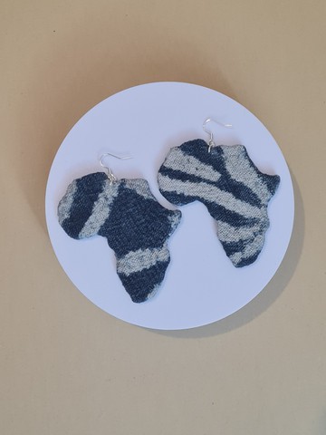 Boucles d'oreilles carte Afrique en tissu traditionnel NDOP