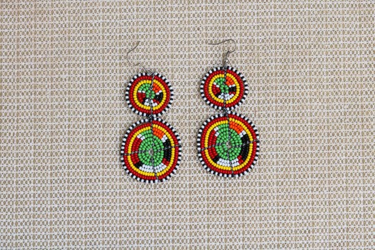 African Beaded earrings, Beaded Fringe earrings, Elegant earrings, Tribal earrings, Boho earrings