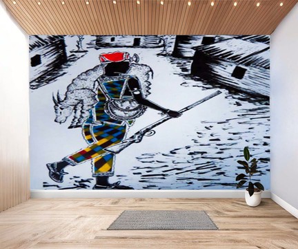 Traditional African Wall Art Sticker Of A Native Hunter