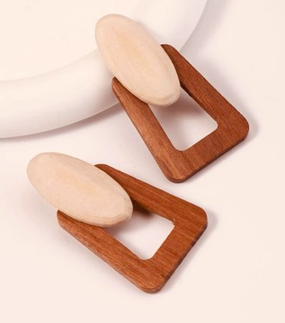 Beautiful pairs of wooden geometric earrings
