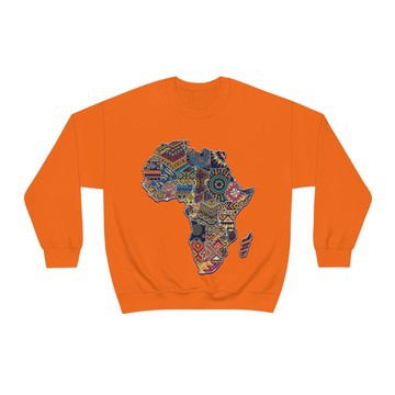 Sweat orange en coton biologique avec carte d'Afrique (unisexe)
