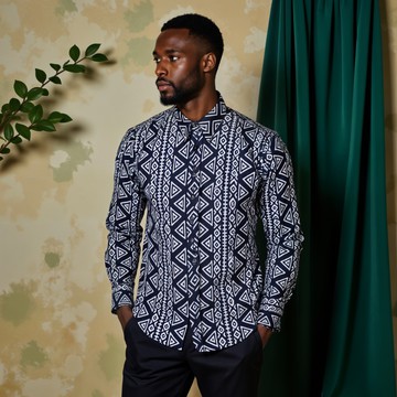 Long Sleeve African Print Shirt