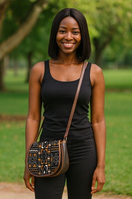 Bogolan African Handbag Geometric Print | Sadle Style
