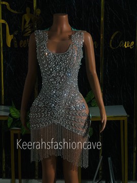 Short rhinestone appliqué party dress, birthday gown, African midi dress, mini dresses