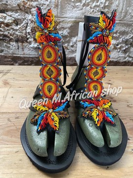 Femmes africaines gladiateur sandales / sandales en cuir / cuir marron / sandales plates