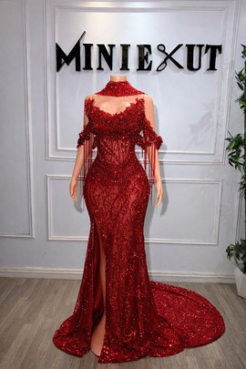 Robe de soirée rouge, robe de luxe rouge, robe rouge pour anniversaire