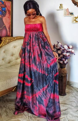 Beautiful African Bejeweled Bustier Maxi Dress for Weddings/Special occasions