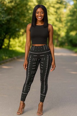 Leggings à motifs tribaux africains noir et blanc | Afro Chic