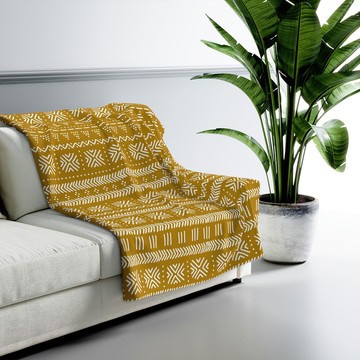 Traditional Blankets Africa Patterned Throws Mudcloth Gold (MORE SIZES AVAILABLE)