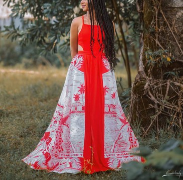 Robe maxi/ robe de fête,soirée,fiançailles,mariage/collection LAMBAOINE/ Madagascar