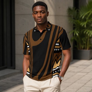 Tribal Abstract Pattern Men's Heavyweight Polyester Polo Shirt | Bynelo