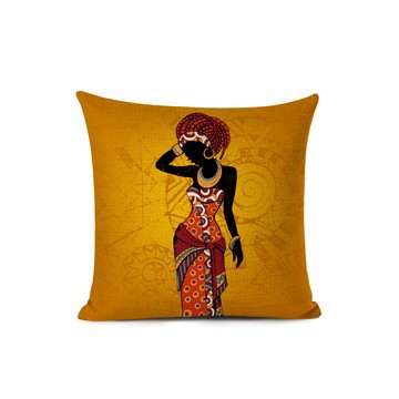 african woman linen decorative pillow case