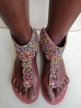 African Beaded sandals, Strapy  sandals, Women Sandals, Leather sandals, Boho sandals, Beach sandals