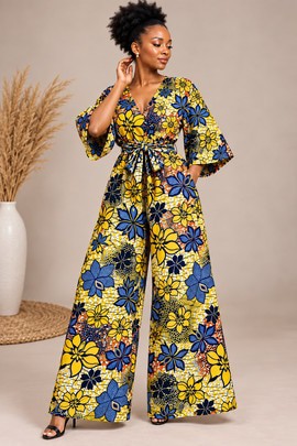 Wide-leg jumpsuit in African wax print – Colorful and elegant