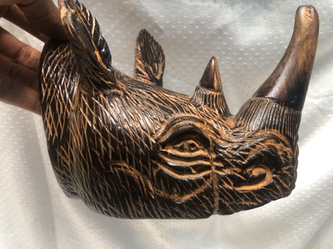 Wooden rhino head curving/ home decorative sculpture/ wooden rhino sculpture
