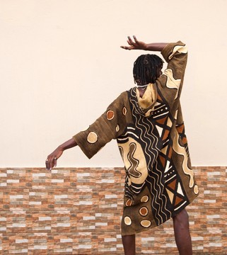 Butterscotch Hooded Bogolan Cloak (Pre-Order)