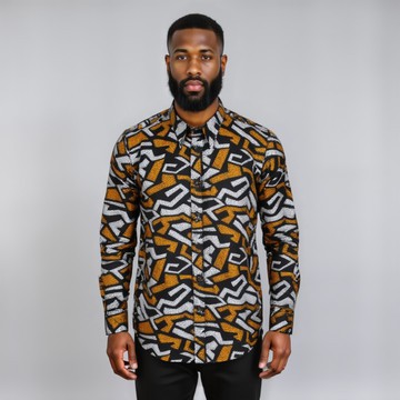 Long Sleeve African Print Shirt