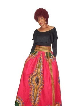 long skirt loincloth pink wax dashiki