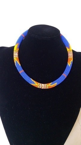 Collier de perles africaines zoulou, collier de corde bleue, son cadeau de Noël, collier tribal