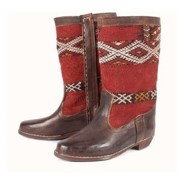 BIG SALE! Genuine leather boots with Kilim Handmade by Cuiroma craftsmen in Morocco