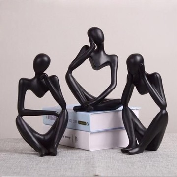 A Set OF 3 Thinking human curving/ home decorative human posture sculpture
