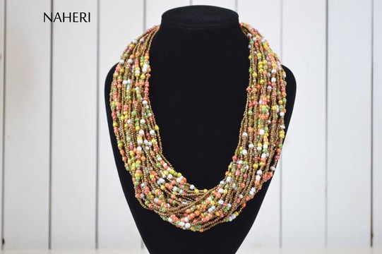African beaded chunky necklace | Multicolored handmade jewelry | Tribal jewellery