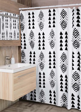 White Tribal Shower Curtain Fashionista Bathroom (MORE SIZES AVAILABLE)