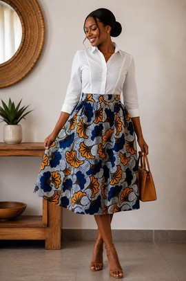 Mid-length wax print skirt