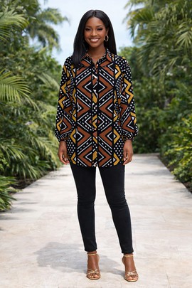 The Mudcloth Imani Grace Shirt Dress – Confidence stitched in color