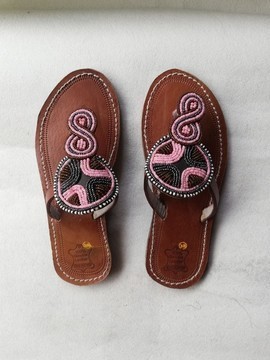 Masai Beaded sandals, African  sandals, Women Sandals, Leather sandals, Boho sandals, Beach sandals