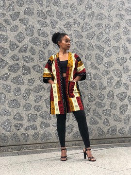 Bogolan printed wax kimono jacket