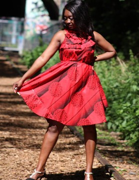 Robe évasée imprimée bazin