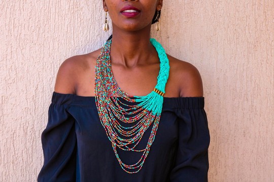 African beaded necklace, Women jewelry, Tribal necklace, Gift for her, Moms gift