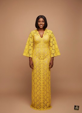 Toluwani Sun-Kissed Guipure Lace Gown