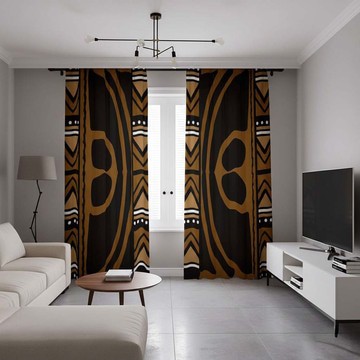 Mudcloth Brown Blackout Curtain Abstract Style (Two-Piece) LARGER SIZES AVAILABLE
