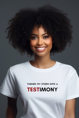 T-shirt - "Turned my test in testimony"
