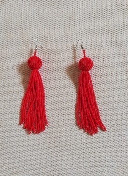 African Beaded Tassel earrings, Beaded Fringe earrings, Elegant earrings,  Moms gift