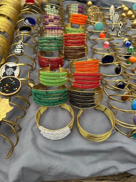 10 African Brass Cuff Bracelet – Handmade Beaded Tribal Statement Bangle