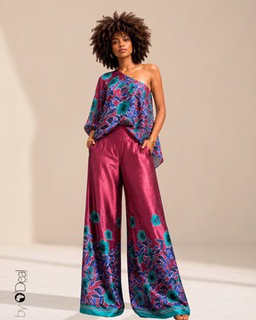 Magnificent set of wide trousers and its matching tunic
