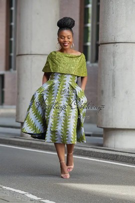 OYIN GREEN AND GOLD MIDI DRESS