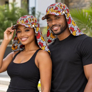 African Ankara Wedding Flower Print Knitted Sun Hat | Ankara Summer Fashion | Bynelo