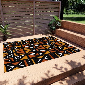 Orange and Black Outdoor Rug African Outside Carpets (LARGER SIZES AVAILABLE)