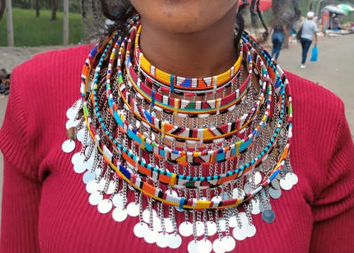 Red carpet multicolored masai necklace, multicolored layered necklace,  beaded jewelry for women