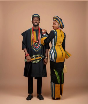 Luxury African Couples Traditional Outfit – His &amp; Hers Aso Oke Set Engagement &amp; Wedding Attire