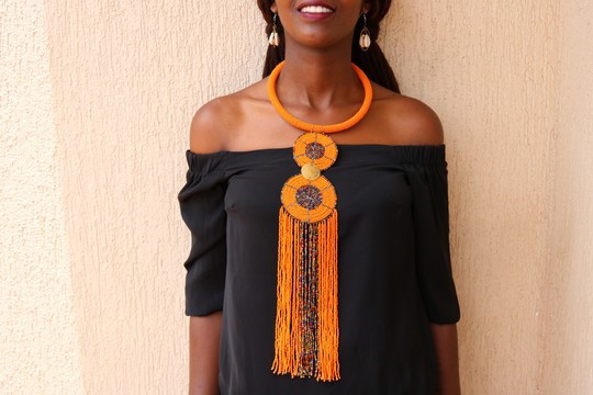 Collier pendentif perlé africain, bijoux africains, cadeau de Noël pour maman, collier tribal romantique